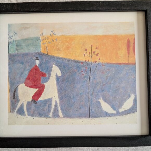 Print of naif-style painting of horse and rider - Picture 1 of 5